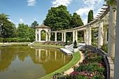 Large pergola and pond, Villa Arnaga, Edmond Rostand house, Cambo-les-Bains, Pyrénées-Atlantiques, France