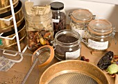 STORED DRIED SEEDS IN CONTAINERS