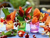 AUTUMNAL TABLE LANTERNS WITH LEAVES