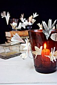 CANDLE HOLDERS DECORATED WITH PAPER BLOSSOMS