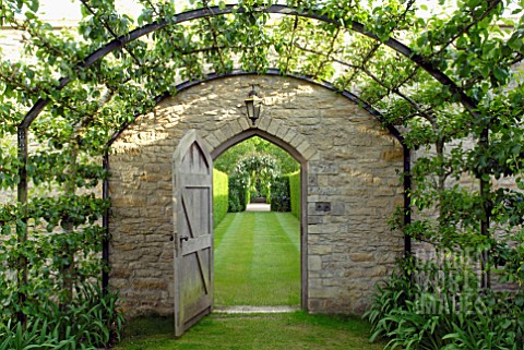 PEAR_TUNNEL_AND_DOORWAY_AT_OZLEWORTH_PARK_GLOUCESTERSHIRE