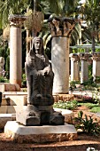 ROMAN STATUE AND COLUMNS IN THE GARDEN OF ROBERT MOUAWAD PRIVATE MUSEUM IN BEIRUT