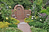 SEATING AREA IN A ROSE GARDEN