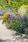 SCENE IN THE PICTON GARDEN,  OLD COURT NURSERIES,  (NATIONAL COLLECTION OF AUTUMN FLOWERING ASTERS),  COLWALL,  MALVERN,  WORCESTERSHIRE: SEPT.