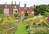 HERBACEOUS BORDER IN THE WALLED GARDEN, HELMINGHAM HALL, SUFFOLK