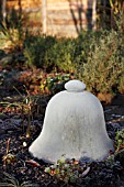 GLASS CLOCHE COVERED WITH FROST