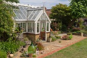 GARDEN VIEW, GLASS HOUSE, NGS OPEN DAY, HATCH ROAD, BRENTWOOD, ESSEX