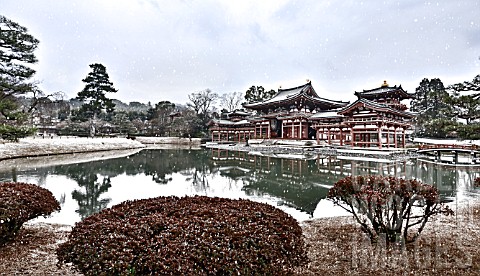 Garden_of_Byodoin_Buddhist_temple_in_winter_Japan