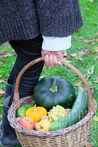 Woman_holding_a_basket_of_various_autumn_vegetables_pumpkin_zucchini_apples_walnuts_chestnuts