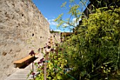 Medieval garden of the Hohlandsbourg castle of the thirteenth century , Wintzenheim , Alsace, France