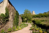 Medieval garden under the castle of Kaysersberg , Alsace, France