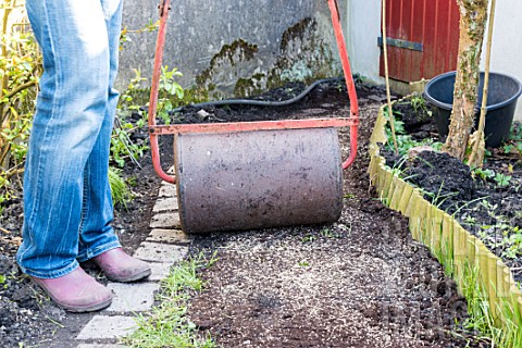 Sowing_a_lawn_on_a_garden_path