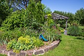 Jardin Cali Canthus, ornamental garden, decorative, visited by the public, plant composition, Saint Maurice (67220), Bas Rhin (67), Alsace, Grand Est Region, France