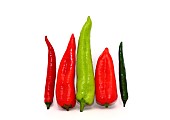 Composition of several types of sweet pepper of different shapes