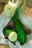 Cucumber (Cucumis sativus) and Chives (Allium schoenoprasum)