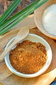 Coconut flower sugar and grated coconut