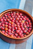 Retting of berries (prolonged soaking in water) before sowing, to release emergence inhibiting substances.