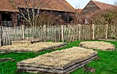 Mulching a vegetable garden in winter, Arche de la nature, Jardin pédagogique, Le Mans Métropole, Sarthe, France
