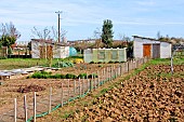 Garden sheds for Allotment Gardeners in Allonnes, Sarthe, Pays de la Loire, France