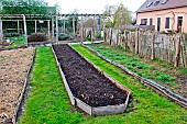 Winter vegetable garden at the Arche de la Nature, Le Mans Métropole, Sarthe, Pays de la Loire, France