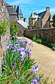 House, Manor, Castle and a street in the village of Sainte Suzanne, a medieval town, a city of character and one of the most beautiful villages in France in Mayenne, France