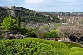 View of the citadel, the city, Saint Jean cathedral, Les Terrasses de Besançon garden, Bregille hill, Besancon, Doubs, France