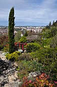 View on the city, Les Terrasses de Besançon garden, Bregille hill, Besancon, Doubs, France