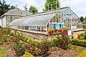 Bonnetable vegetable garden. A magnificent glass greenhouse from the 19th century, where several varieties of tomato are grown. The Bonnetable vegetable garden is the work of the Buhler brothers, two landscape designers who also created Le Thabor garden in Nantes. Sarthe, France