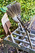 Tools in a garden, France, Moselle, summer