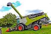 Corn harvester, Exhibition of LEXIONs most modern model, the 6600, Corn Picker for corn harvesting at an agricultural show, Sarthe, France