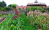 Educational vegetable garden, vegetables and flowers, at larche de la nature, Le Mans Métropole, Sarthe, France
