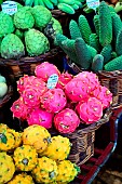 Fruits and vegetables stand at the Funchal market. Funchal. Madeira island. Portugal.