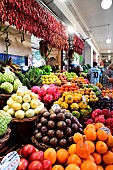 Fruits and vegetables stand at the Funchal market. Funchal. Madeira island. Portugal.