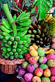 Fruits and vegetables stand at the Funchal market. Funchal. Madeira island. Portugal.