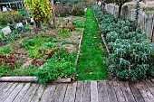 Garden in winter, part of the Arche de la Nature educational vegetable garden, Le Mans Métropole, Sarthe, France