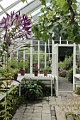 Inside greenhouse at Malleny Garden in Scotland