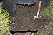 Mature compost full of red worms, Cotswolds, England, UK