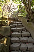 Stone steps in Japanese garden Imperial City of Kamakura, Japan