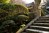Stone steps in Japanese garden Imperial City of Kamakura, Japan