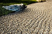 Raked gravel in Zen garden, Imperial City, Kamakura, Japan