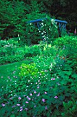 Geranium endressii, mixed border and gazebo