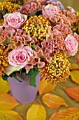 CHRYSANTHEMUMS AND CELOSIA ARRANGEMENT