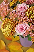 CHRYSANTHEMUMS AND CELOSIA ARRANGEMENT