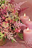 PINK AUTUMN BOUQUET WITH ROSES HYDRANGEAS AND ASTILBES