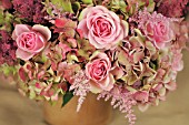 PINK AUTUMN BOUQUET WITH ROSES HYDRANGEAS AND ASTILBES