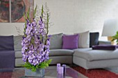 FLOWER ARRANGEMENT IN PURPLE AND LAVENDER WITH GLADIOLUS