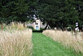PATH IN MEADOW,  GRAIN STORE (EASTON WALLED GARDENS,  GRANTHAM)