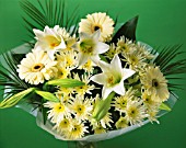 CREAM THEMED FLOWER ARRANGEMENT (GREEN BACKGROUND)