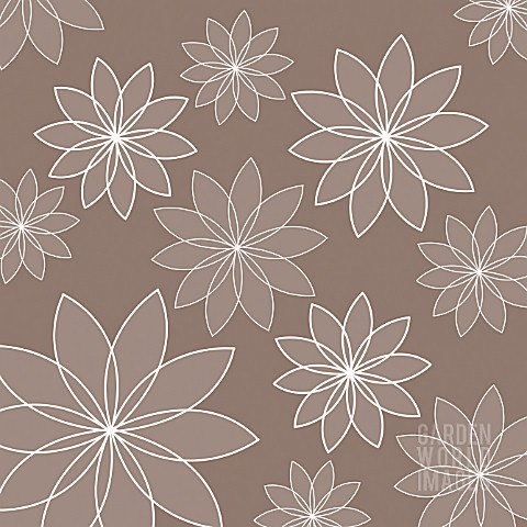 WHITE_OUTLINED_HOLLOW_FLOWERS_REPEAT_ON_BROWN_BACKGROUND_GRAPHIC_ART