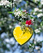 YELLOW HEART-SHAPED BOX WITH NAME